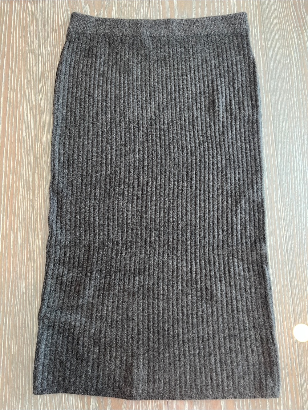 Ribbed Knit CASHMERE Skirt - Charcoal Gray